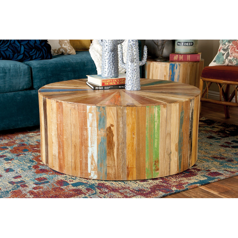 Cole & Grey Solid Wood Drum Coffee Table & Reviews | Wayfair